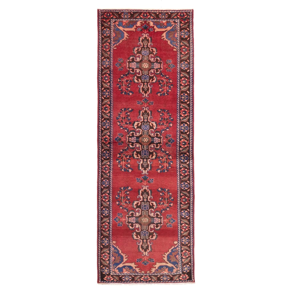 ECARPETGALLERY Hand-knotted Andelz Red Wool Rug - 3'8 x 9'9
