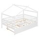 preview thumbnail 9 of 83, Montessori Bed House Bed with Trundle Bed and Headboard, Wood Daybed Platform Bed Frame No Box Spring Needed for Boys Girls