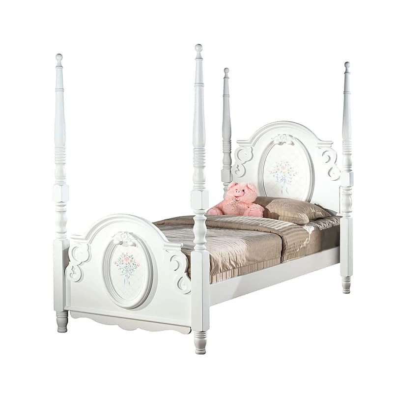 Wooden Full Bed with Arched Headboard in White Finish - Full