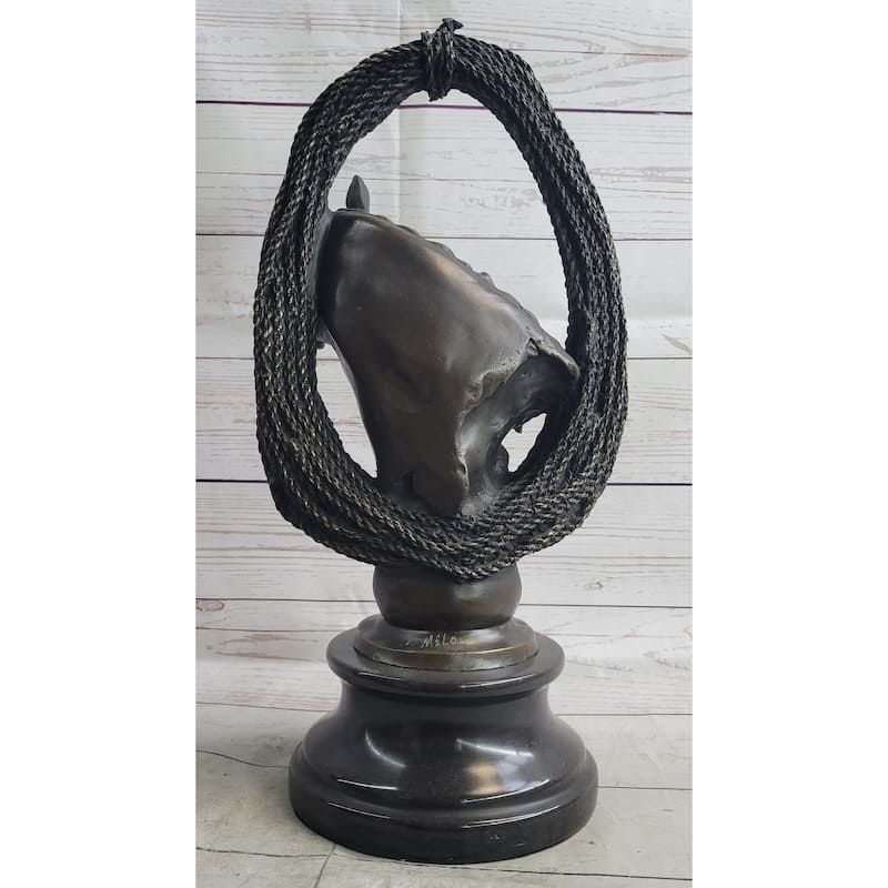 Equestrian Imitative Horse Lover Imitative Horses Bust Original Art Bronze Sculpture Statue Figure On Marble Base