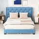 preview thumbnail 11 of 17, Queen Size Upholstered Platform Bed, with Button Tufted Upholstered Headboard and 2 Drawers,