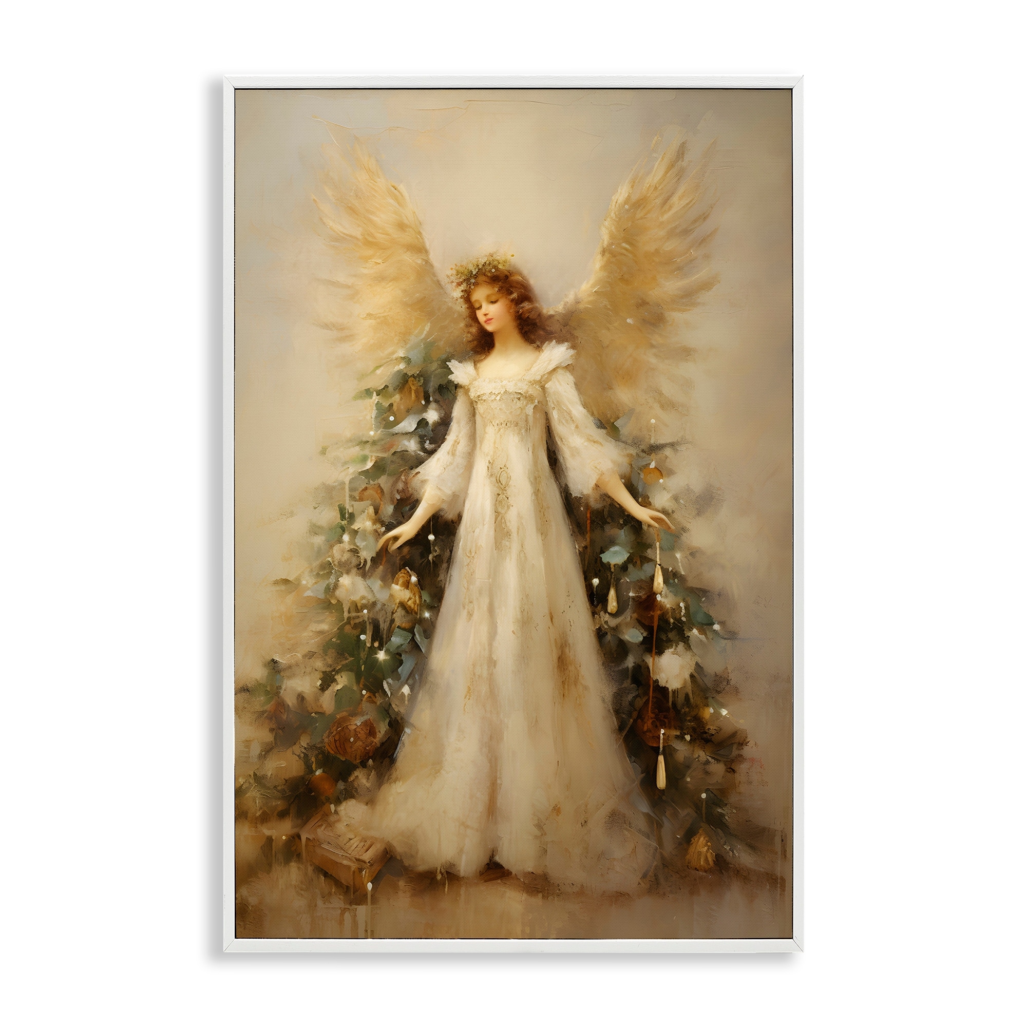 Stupell Ethereal Holiday Angel Framed Giclee Art Design By Petal Prints Design
