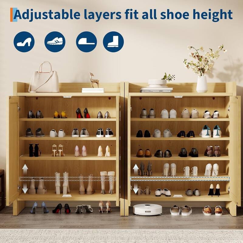Multifunctional 7 Tier Tall Arched Shoe Storage Cabinet for Entryway, Hallway Living Room