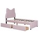 preview thumbnail 46 of 56, Upholstered Platform Bed with Cartoon Ear Headboard and Drawers