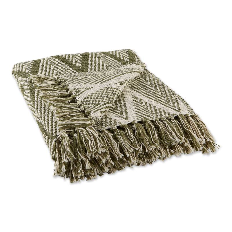 DII Natural Tone Multi Diamond Throw - Olive Green