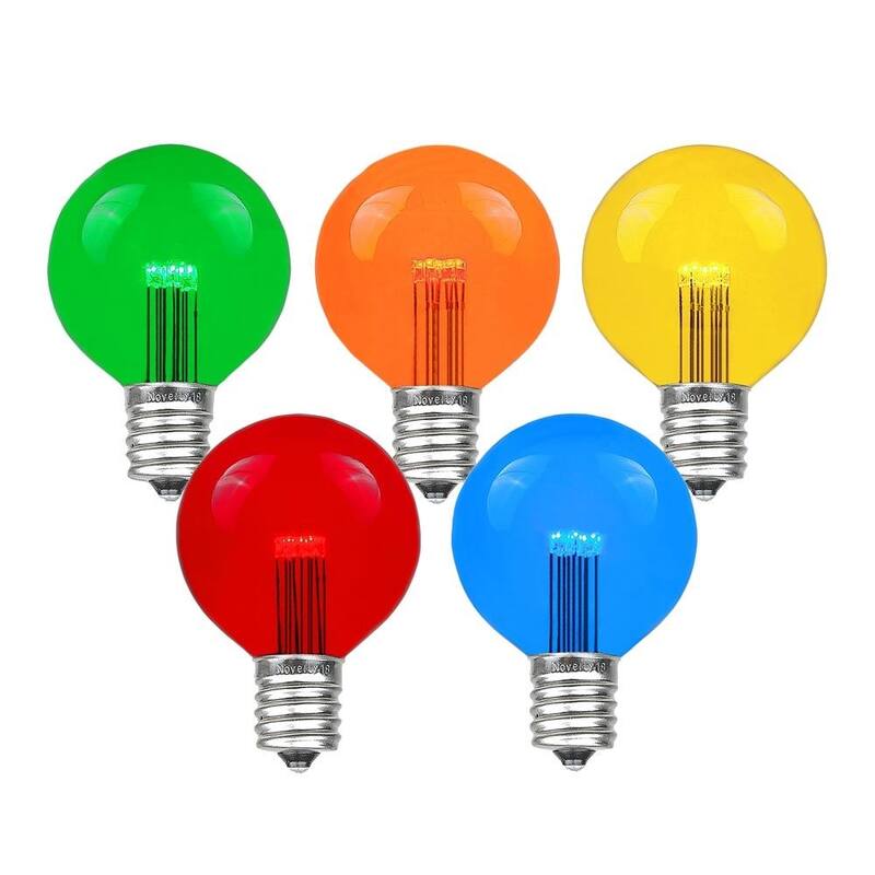 25 Pack LED G50 Outdoor Patio Globe Replacement Bulbs, Warm White, E17/C9 Base - Multi - Glass