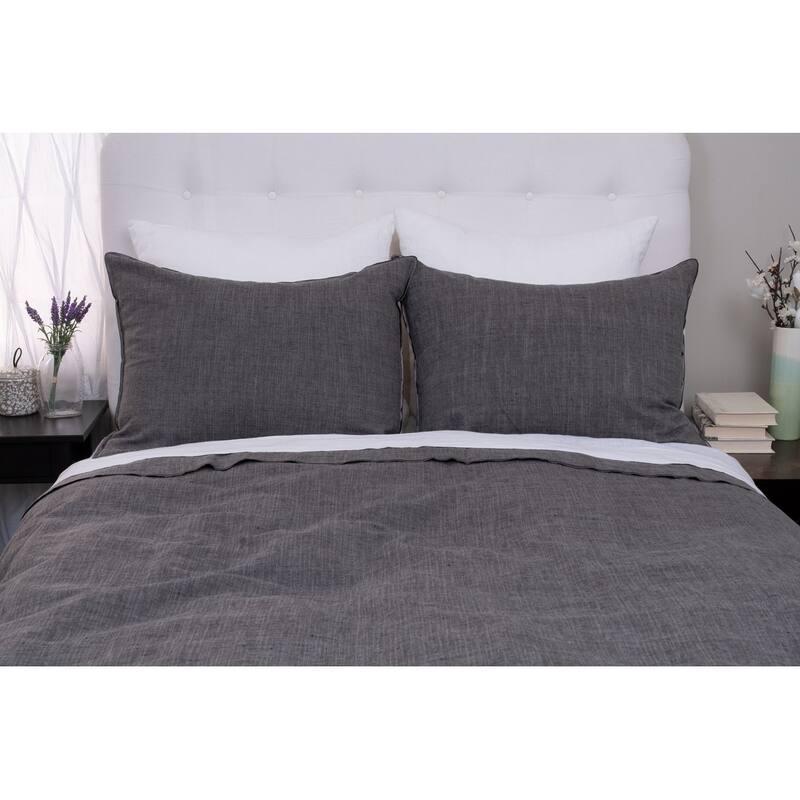 Harlow, Cotton, Charcoal, Euro Sham - Charcoal - Euro Square