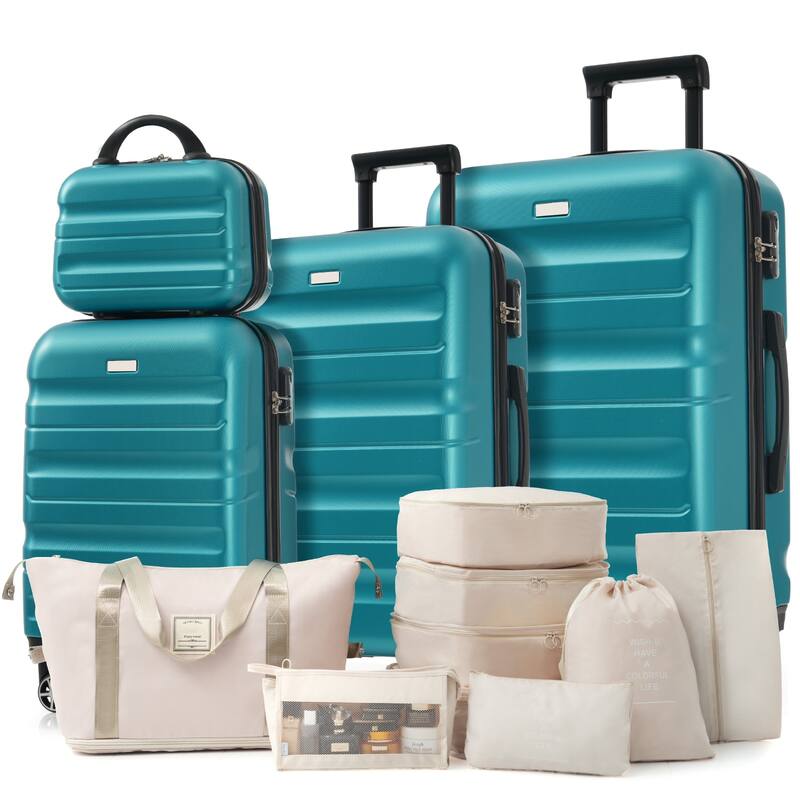 Hardshell Luggage Lightweight Luggage with Expandable Storage Space, Zipper Pocket and Universal Wheels for Business Travel - Blue