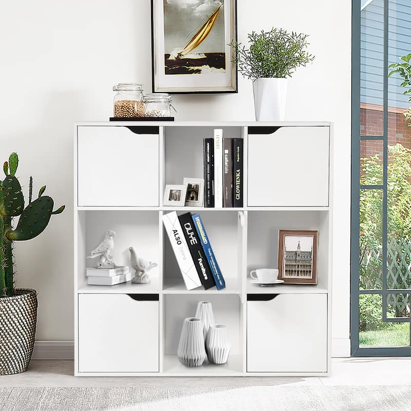 9 Cube Wooden Bookcase Freestanding Storage Shelf for Home Office