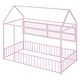 preview thumbnail 5 of 10, Pink Space-Saving Twin Size Kids Bed House Bed with Fence and Shelves