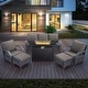 preview thumbnail 121 of 174, Pocassy Outdoor Patio Furniture Set 6PCS Sofa Swivel Chair Ottoman with Fire Table - Brown Rattan - Grey Cushion