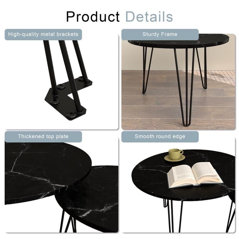27.56'' Round Nesting Coffee Table Set of 2