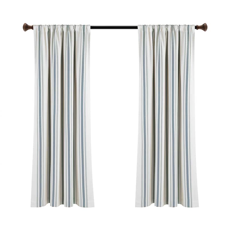 Lush Decor Farmhouse Stripe Yarn Dyed Cotton Window Curtain Panel Pair