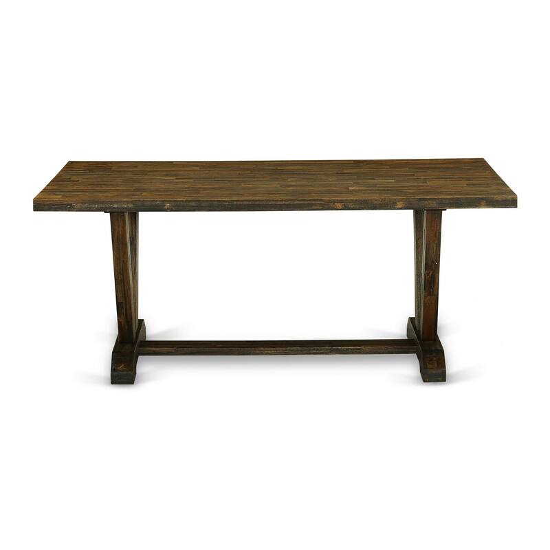 HomeStock 7-Piece Natural Oak Finish Solid Wood Top Dining Table with 6 Chairs