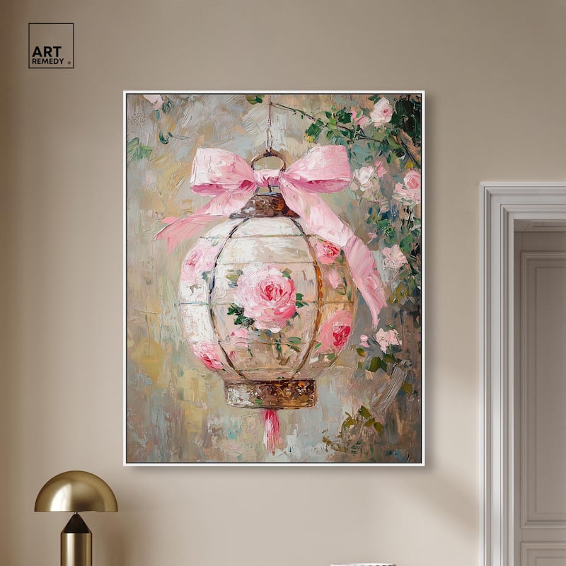Rose Garden Lantern Canvas by Art Remedy