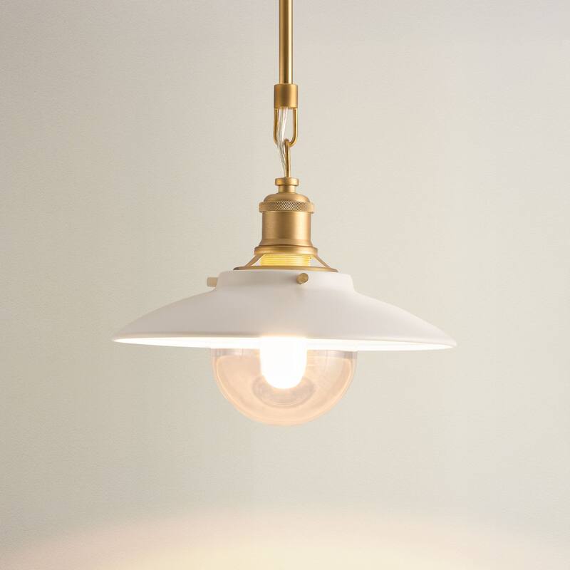 Lanesra Modern Pendant Light - Metal, Glass & Gold, Ivory White Dome Light Fixture For Modern, Farmhouse, Minimalist Room Decor