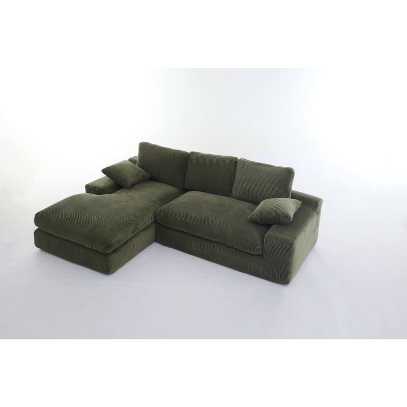 Green 98.4'' L-Shaped 4-Seat Modular Sectional Sofa with Chaise, Modern Design, and Comfortable High-Resilience Foam Cushions