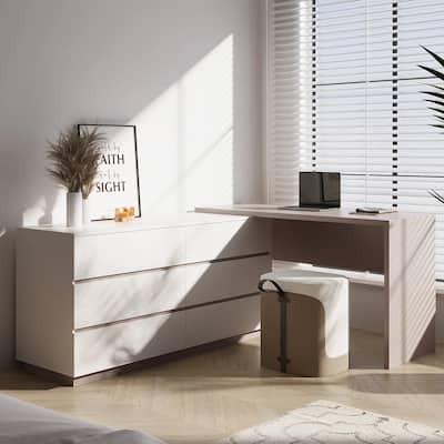 Expandable Double Dresser Desk for Home And Office With 6 Drawers