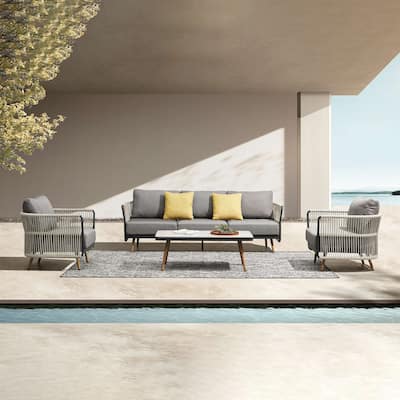 HIGOLD BAY 4-Piece Outdoor High-Back Seating Conversation Set with Cushions, Aluminum - 4 Pieces