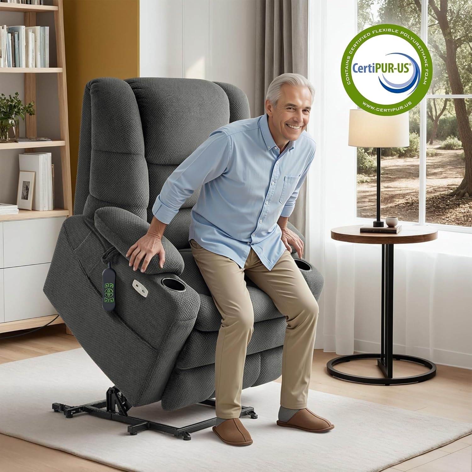 MCombo Large Triple Motor Power Lift Recliner Chair with Massage and Dual Heating, Adjustable Headres