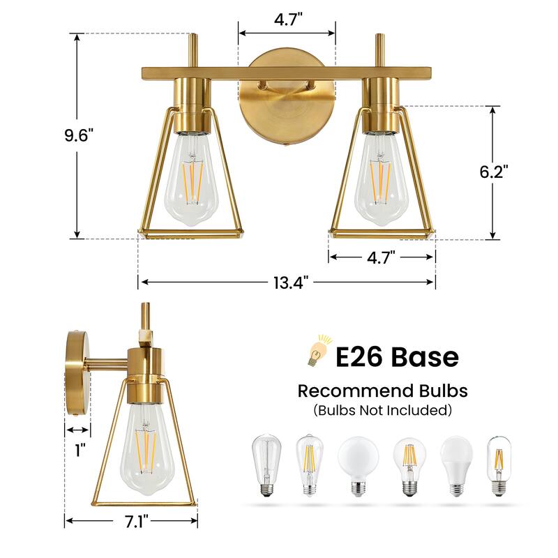 2&3 - Light Dimmable Modern Bathroom Vanity Light with Metal Frame