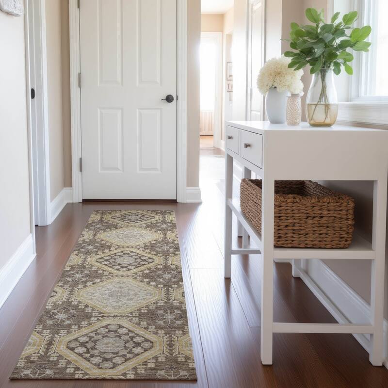 Premium Washable Super Soft Global Modern Mayfield Rug - Taupe - 2'3" x 7'6"