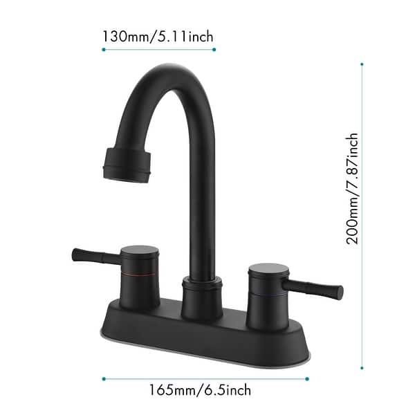 dimension image slide 2 of 4, 4 Inch 2 Handle Centerset Lead-Free Bathroom Faucet