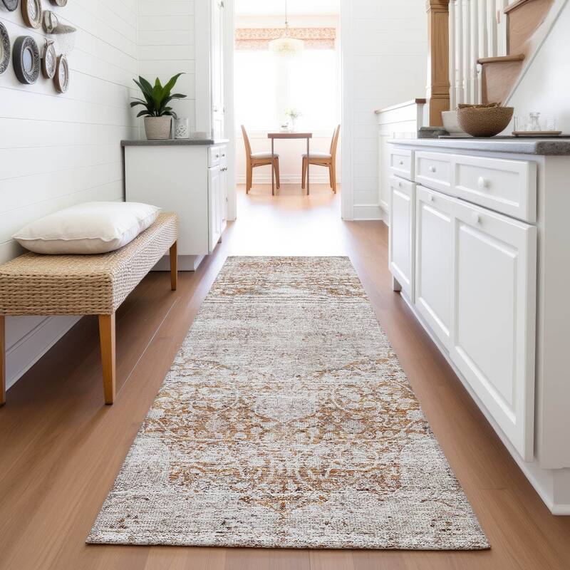 Premium Washable Super Soft Vintage Persian Mayfield Rug - Copper - 2'3" x 7'6"