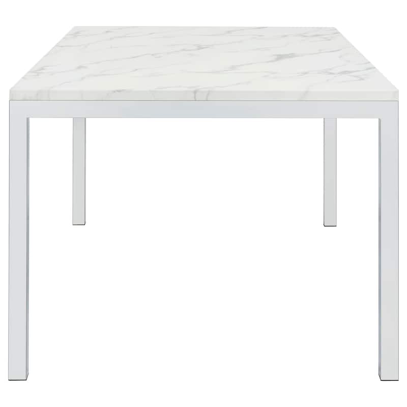 Athena Chrome Rectangle Dining Table with Marble Top