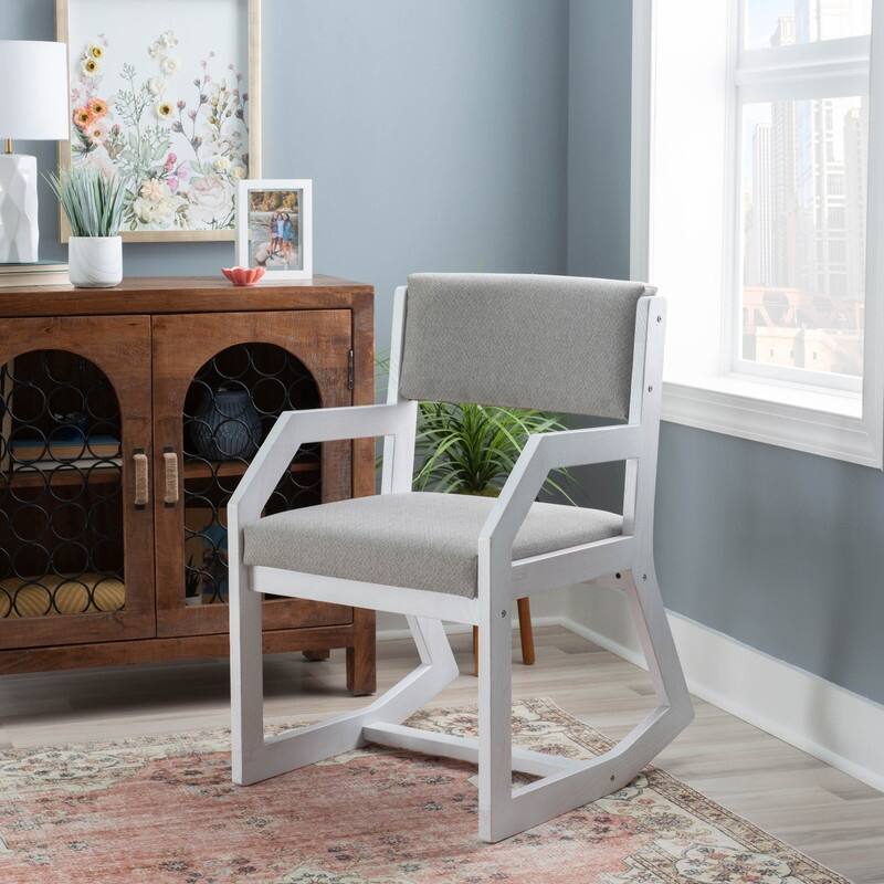 Rothford Solid Wood White Sled Base Accent Chair