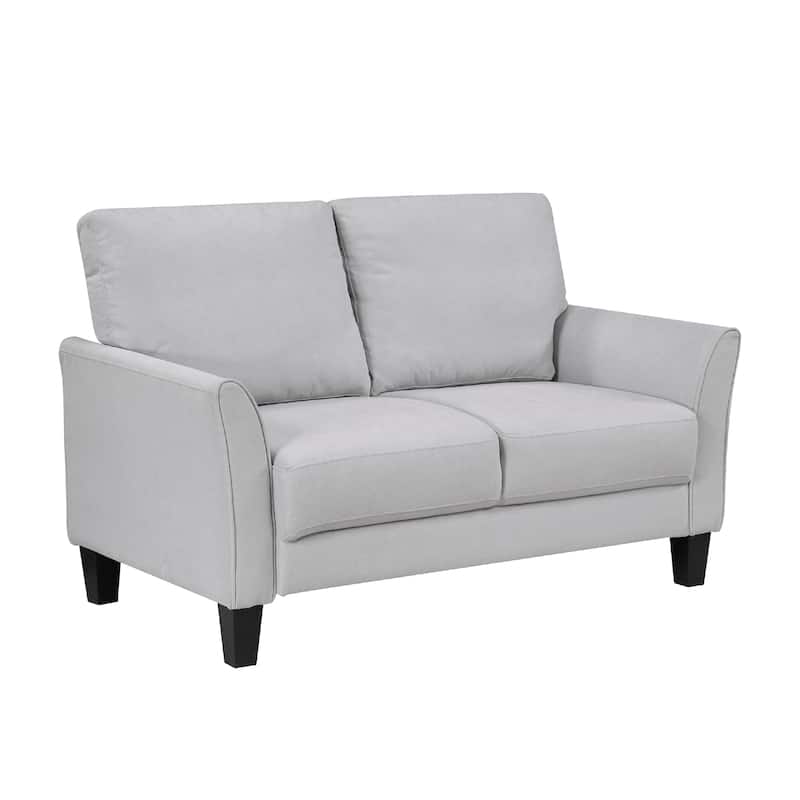 Xumo Loveseat, Light Gray Fabric, 56 Inch, Black Tapered Wood Legs