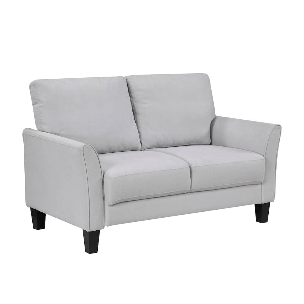 Xumo Loveseat, Light Gray Fabric, 56 Inch, Black Tapered Wood Legs