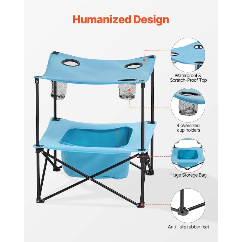 Portable Camping Table with 4 Cup Holders and Large Storage Bag for Outdoor Adventures