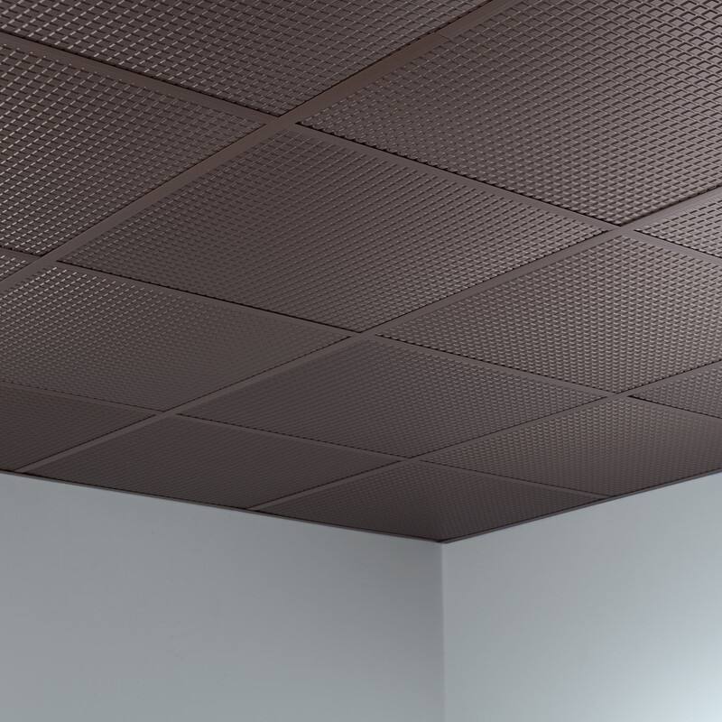 FASÄDE Square Decorative Vinyl 2ft x 2ft Lay in Ceiling Panel in Argent Copper (5 Pack)