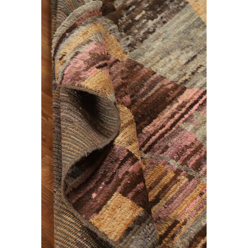 Abstract Geometric Moroccan Oriental Rug Hand-Knotted Wool Carpet - 5'3" x 6'6"