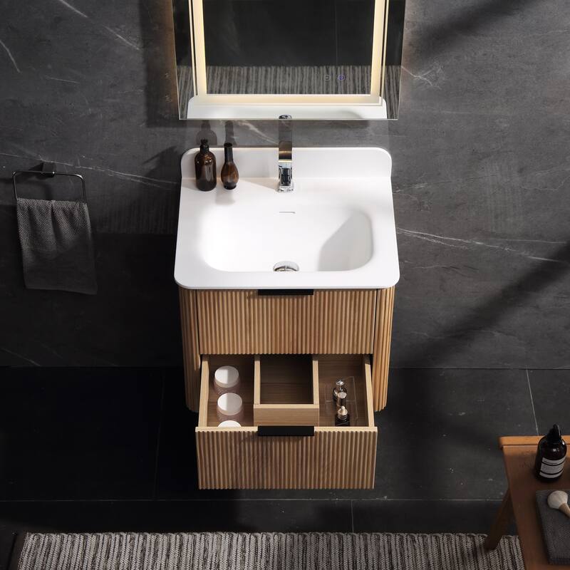 Modland 24" Wall-Mounted Bathroom Vanity with Acrylic Top Integrated Sink & Overflow