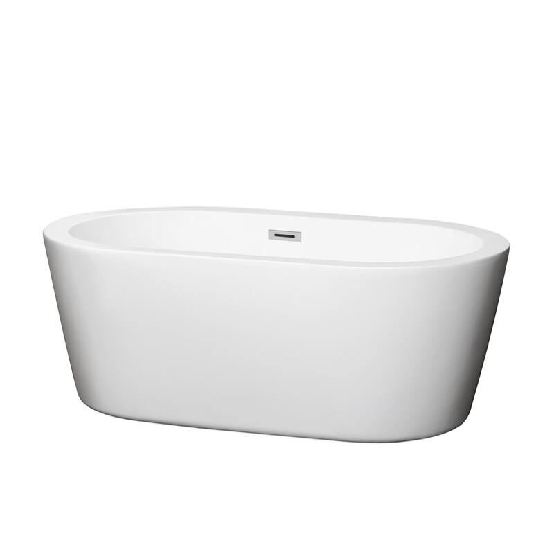 Wyndham Collection Mermaid 60" Free Standing Acrylic Soaking Tub with - White / Polished Chrome Trim