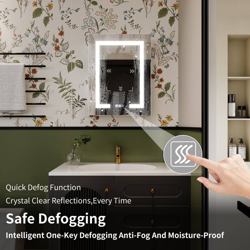 ExBrite 20" x 26" LED Lighted Bathroom Medicine Cabinet with Mirror,Recessed or Surface Mount,Defog