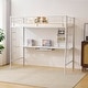 preview thumbnail 4 of 24, Twin Size Metal Loft Bed with Desk and Storage Shelves White