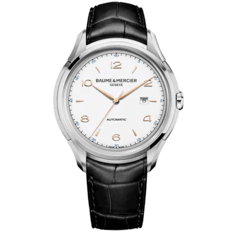 Baume and Mercier Clifton Men's Watch - White Face, Black Band