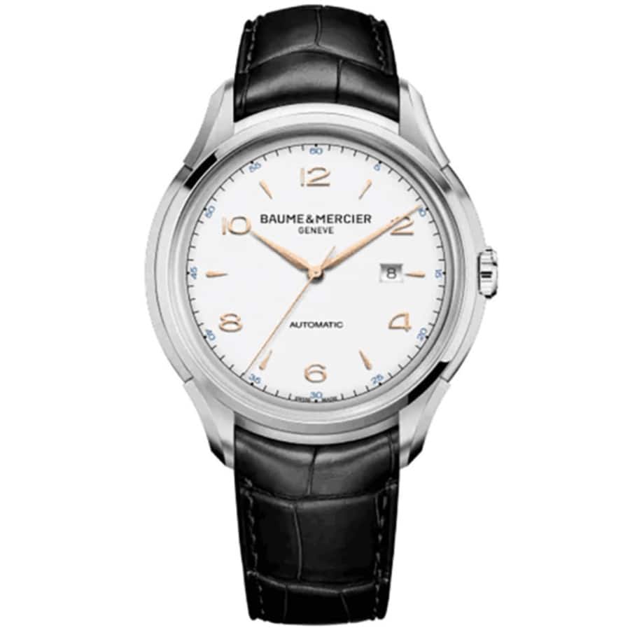 Baume and Mercier Clifton Men's Watch - White Face, Black Band