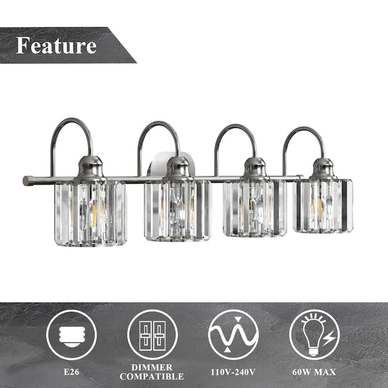 ExBrite Modern Rose Gold Dimmable Bathroom Crystal Vanity Lights
