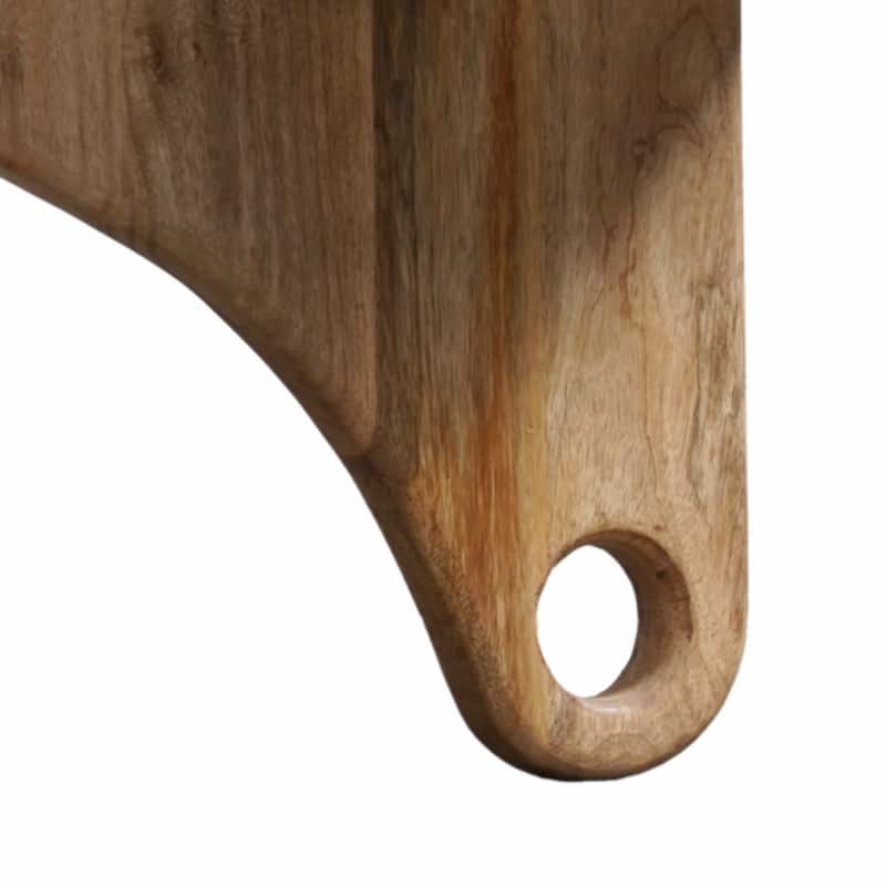 36 Inch Round Coffee Table, Handcrafted Grooved Edge Top, Natural Brown Mango Wood