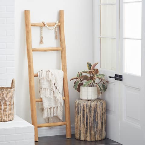 Brown Teak Wood Natural Ladder 59 x 18 x 2