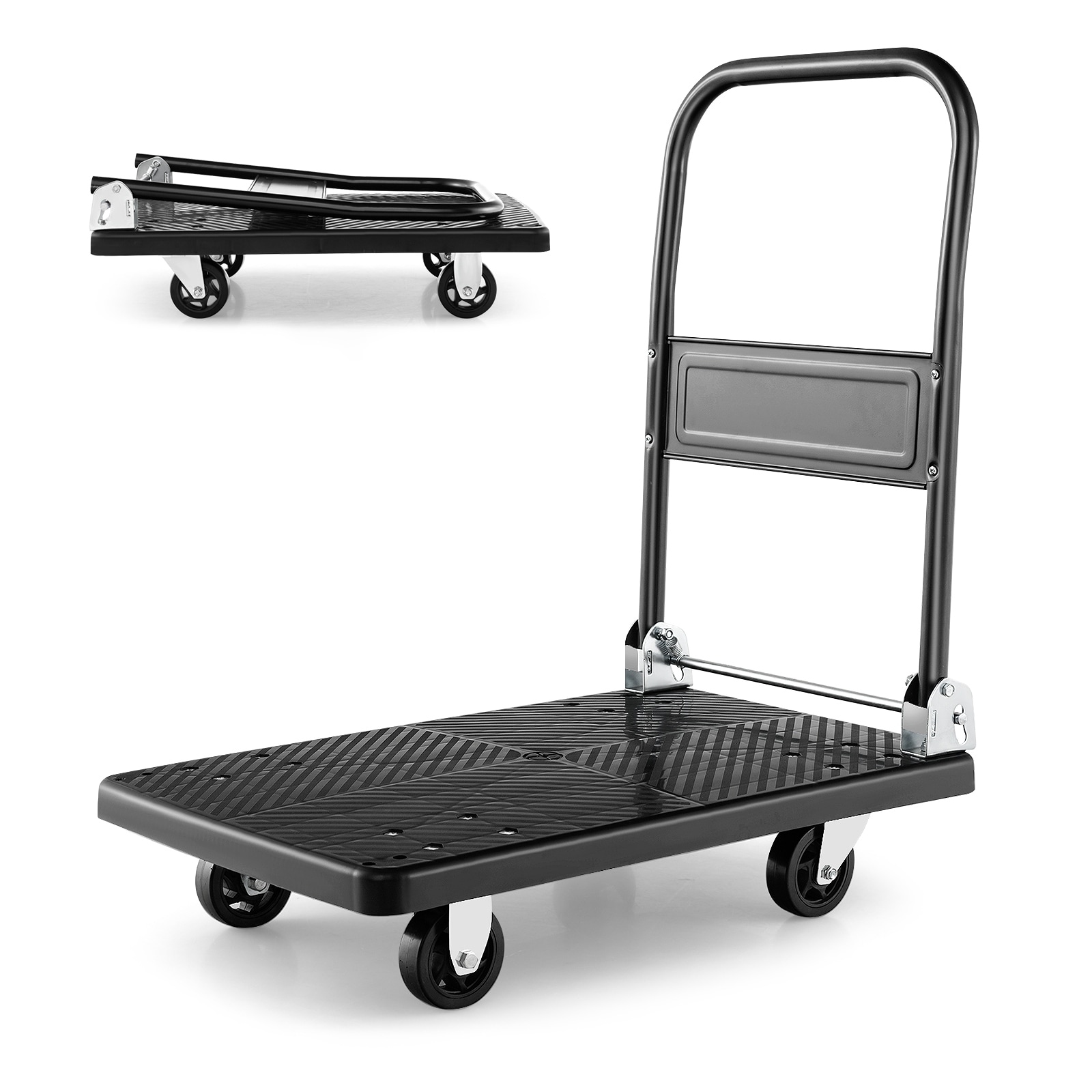 Hand Truck Dolly Cart with Swivel Wheels Push Carts 330 Lbs Capacity
