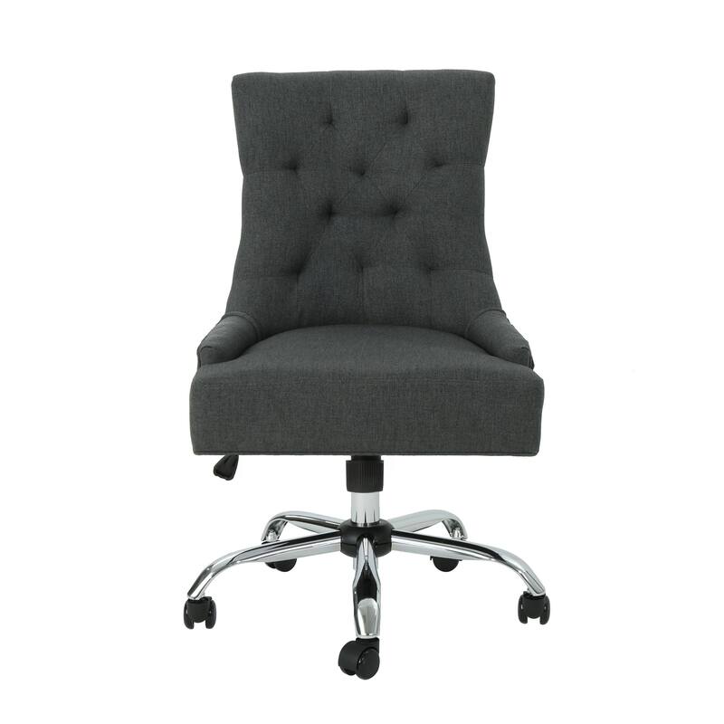 360° Rotating Home Office Chair, Adjustable Height Ergonomic Chair, Upholstered Desk Stool with Metal Base and Wheels - N/A