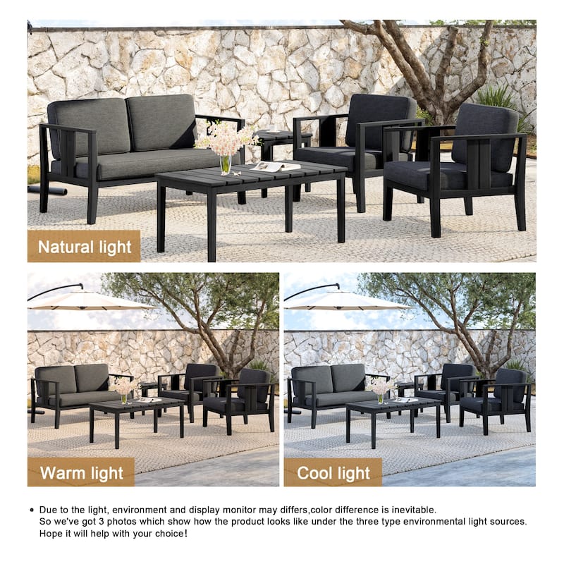 5-Piece Teak Wood Outdoor Conversation Set