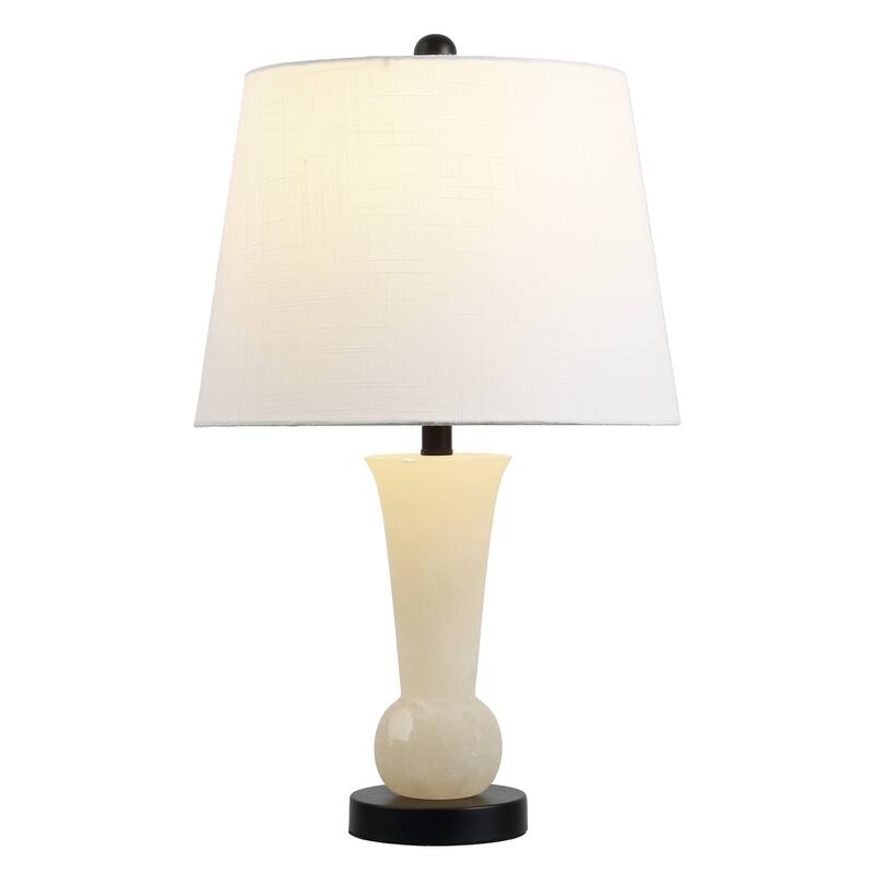 JONATHAN Y Eliza 23" Alabaster LED Table Lamp, Crystal Base - White