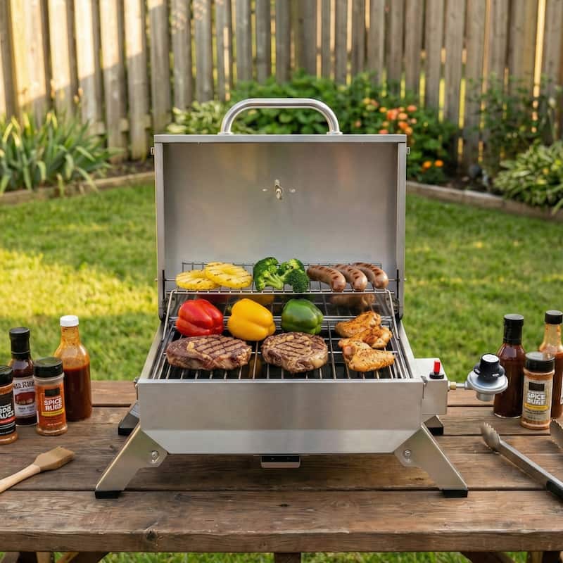 Royal Gourmet Stainless Steel Portable Grill with Folding Legs