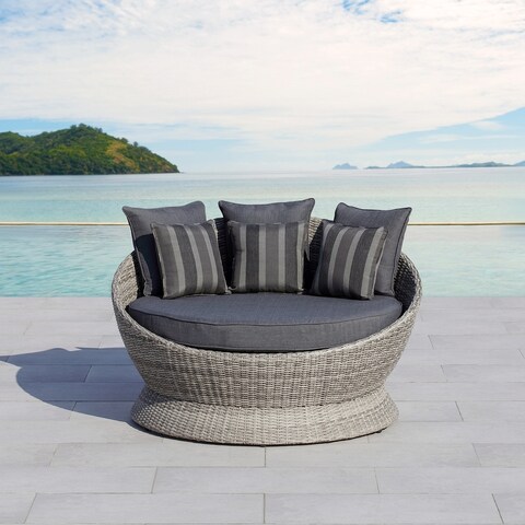 Martha Stewart Hudson II Wicker Outdoor Daybed with Grey Cushion